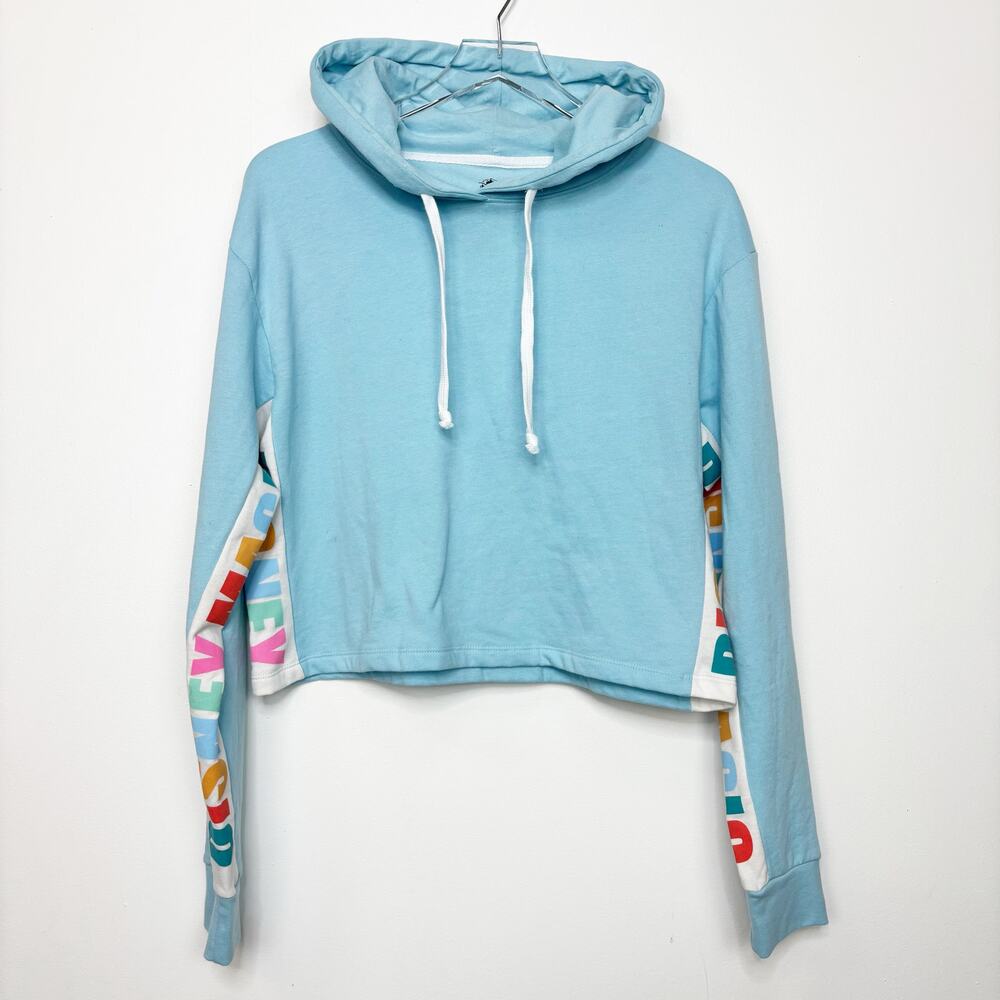 Disney Sky Blue Disney Magic Women's Cropped Hooded Sweatshirt M